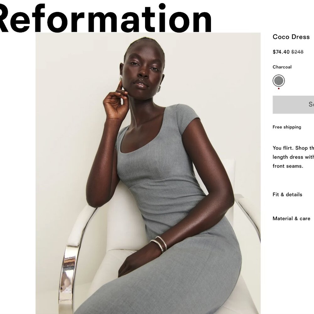 Reformation Coco Dress Brown - Size 4